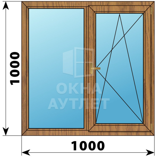 Двухстворчатое окно из лиственницы 1000×1000 Г-ПО ОА-35573