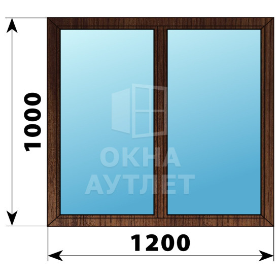 Двухстворчатое окно из дуба 1000×1200 Г-Г ОА-35705