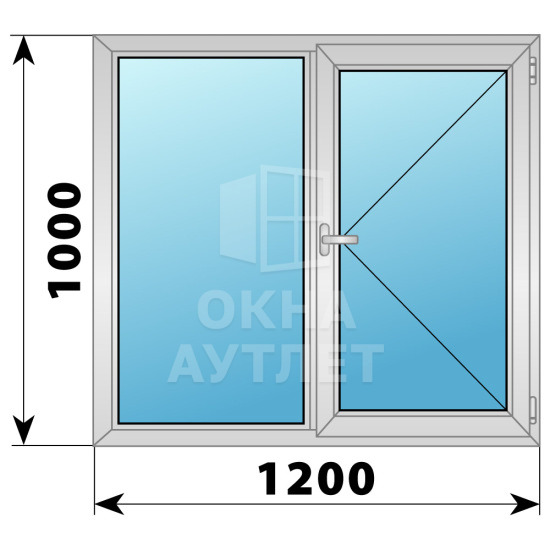 Двухстворчатое дерево-алюминиевое окно 1000×1200 Г-П ОА-36446