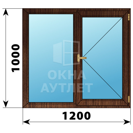 Двухстворчатое окно из дуба 1000×1200 Г-П ОА-36206