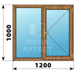 Двухстворчатое окно из лиственницы 1200×1000 Г-П ОА-35678