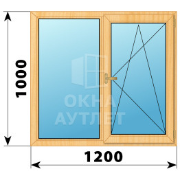 Двухстворчатое окно из сосны 1200×1000 Г-ПО ОА-35249