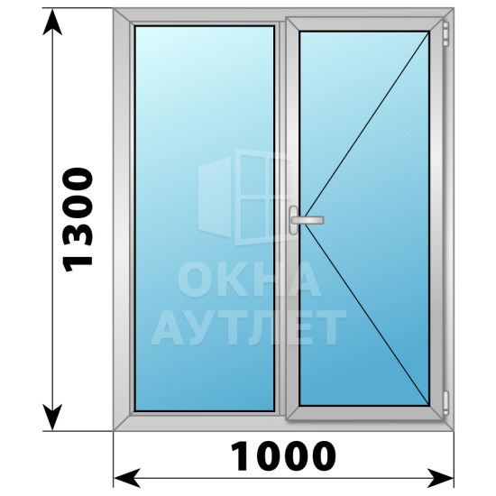 Двухстворчатое дерево-алюминиевое окно 1000×1300 Г-П ОА-36578