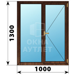 Двухстворчатое окно из дуба 1000×1300 Г-П ОА-36353