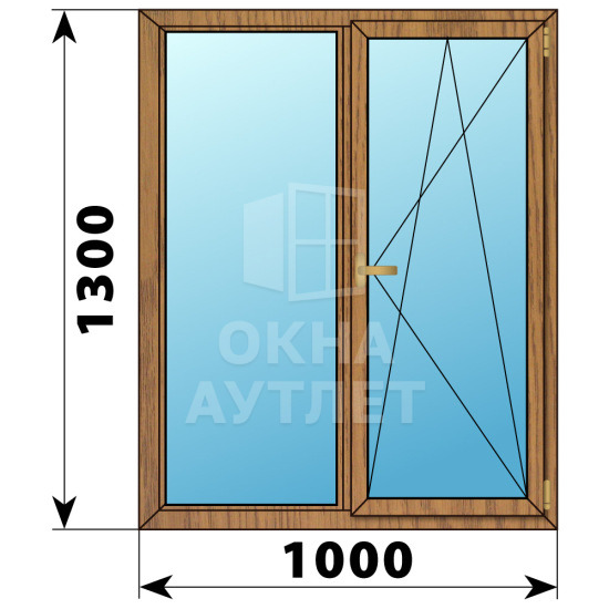 Двухстворчатое окно из лиственницы 1000×1300 Г-ПО ОА-35924