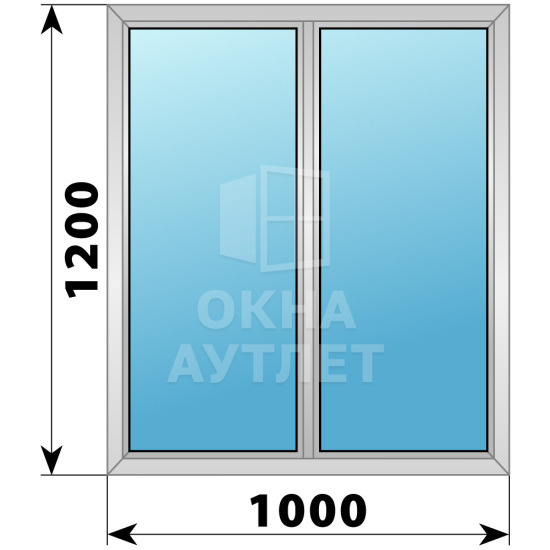 Двухстворчатое дерево-алюминиевое окно 1200×1000 Г-Г ОА-35897