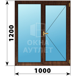 Двухстворчатое окно из дуба 1200×1000 Г-П ОА-36176