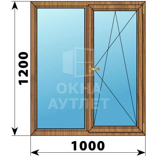 Двухстворчатое окно из лиственницы 1000×1200 Г-ПО ОА-35822