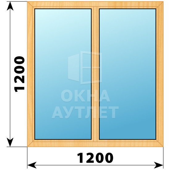 Двухстворчатое окно из сосны 1200×1200 Г-Г ОА-35051