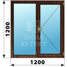 Двухстворчатое окно из дуба 1200×1200 Г-П ОА-36488
