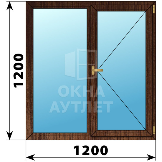 Двухстворчатое окно из дуба 1200×1200 Г-П ОА-36488