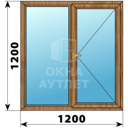 Двухстворчатое окно из лиственницы 1200×1200 Г-П ОА-35930