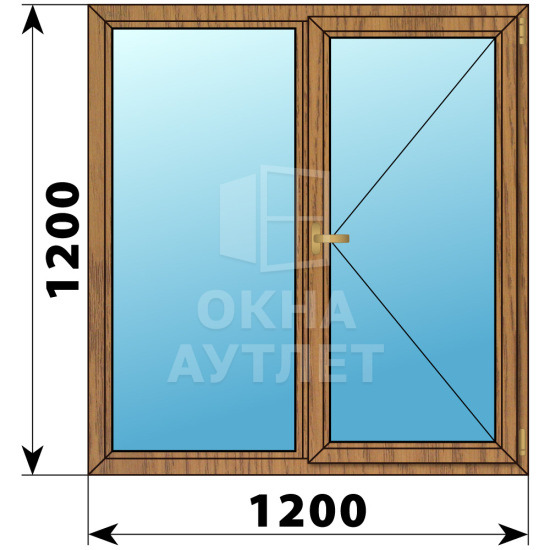 Двухстворчатое окно из лиственницы 1200×1200 Г-П ОА-35930