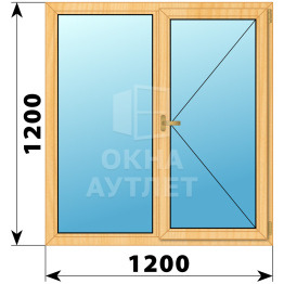 Двухстворчатое окно из сосны 1200×1200 Г-П ОА-35357
