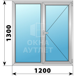 Двухстворчатое дерево-алюминиевое окно 1200×1300 Г-П ОА-36818
