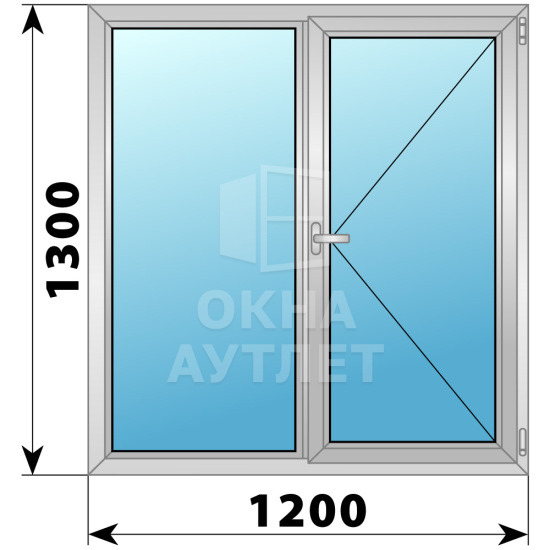 Двухстворчатое дерево-алюминиевое окно 1200×1300 Г-П ОА-36818