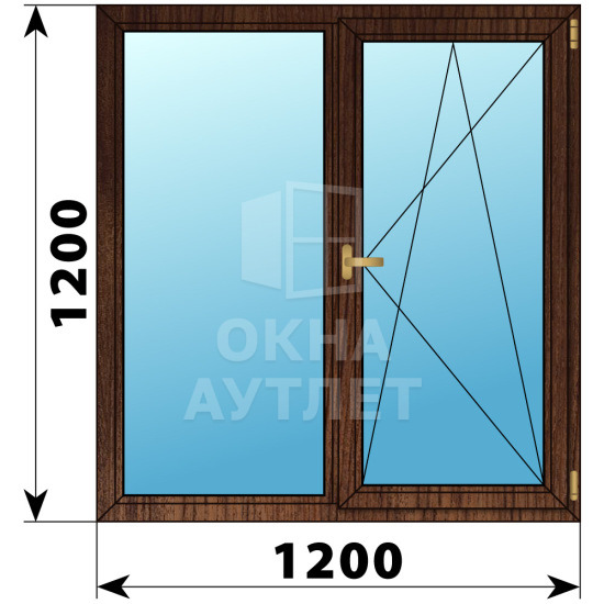 Двухстворчатое окно из дуба 1200×1300 Г-ПО ОА-36710