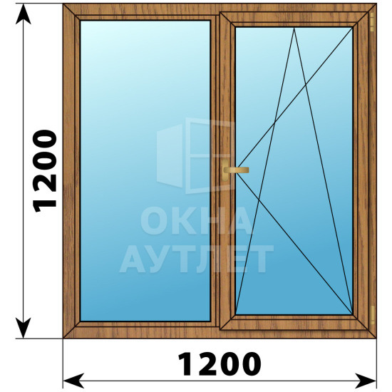 Двухстворчатое окно из лиственницы 1200×1300 Г-ПО ОА-36182