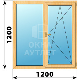 Двухстворчатое окно из сосны 1200×1300 Г-ПО ОА-35528