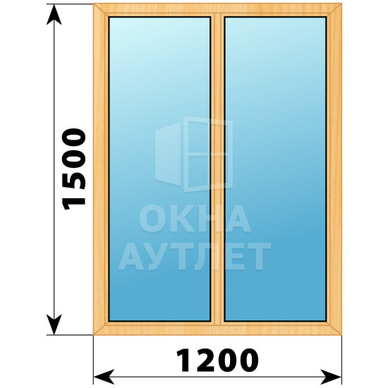 Двухстворчатое окно из сосны 1200×1500 Г-Г ОА-35327
