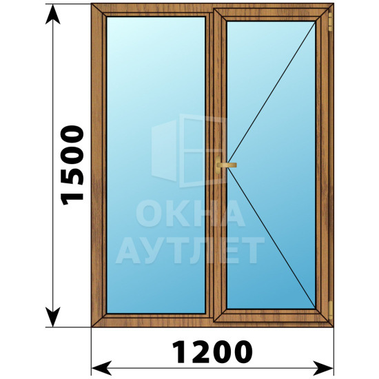 Двухстворчатое окно из лиственницы 1200×1500 Г-П ОА-36347