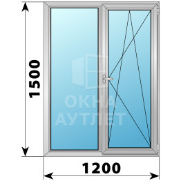 Двухстворчатое дерево-алюминиевое окно 1200×1500 Г-ПО ОА-37145