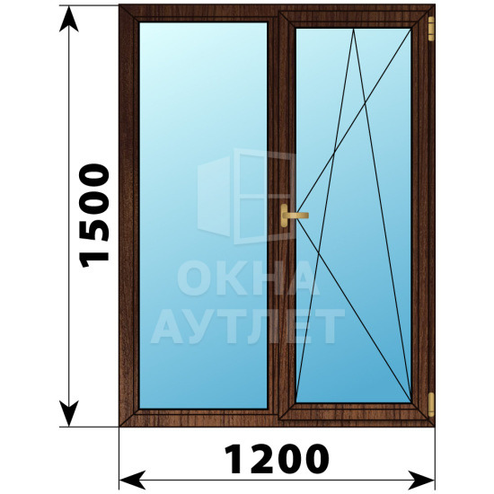 Двухстворчатое окно из дуба 1200×1500 Г-ПО ОА-36971