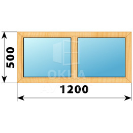 Двухстворчатое окно из сосны 1200×500 Г-Г ОА-34649