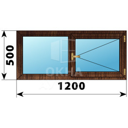 Двухстворчатое окно из дуба 1200×500 Г-П ОА-35300