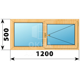 Двухстворчатое окно из сосны 1200×500 Г-П ОА-34766