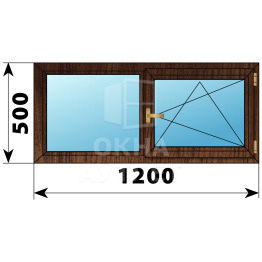 Двухстворчатое окно из дуба 1200×500 Г-ПО ОА-35435