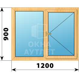 Двухстворчатое окно из сосны 1200×900 Г-П ОА-35048