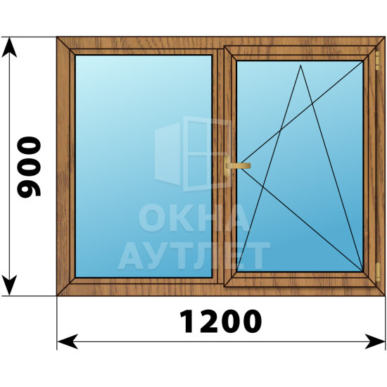 Двухстворчатое окно из лиственницы 1200×900 Г-ПО ОА-35630