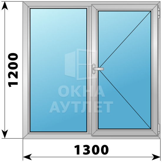 Двухстворчатое дерево-алюминиевое окно 1300×1200 Г-П ОА-36812