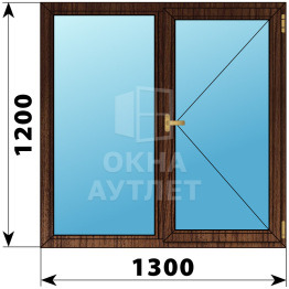 Двухстворчатое окно из дуба 1300×1200 Г-П ОА-36605