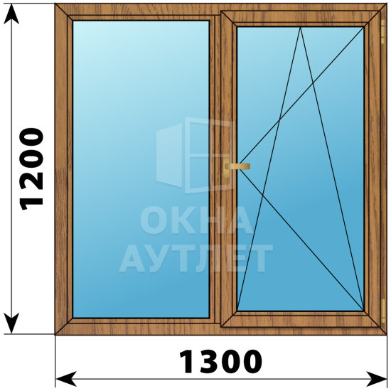 Двухстворчатое окно из лиственницы 1300×1200 Г-ПО ОА-36164