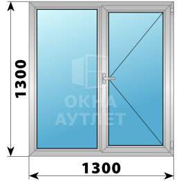 Двухстворчатое дерево-алюминиевое окно 1300×1300 Г-П ОА-36956