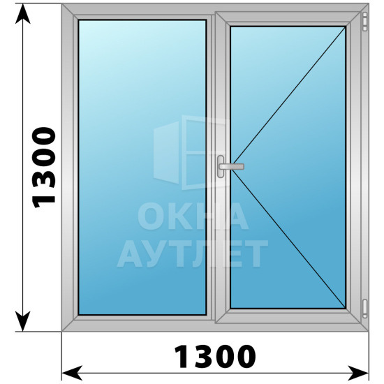 Двухстворчатое дерево-алюминиевое окно 1300×1300 Г-П ОА-36956