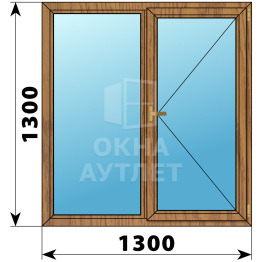 Двухстворчатое окно из лиственницы 1300×1300 Г-П ОА-36197