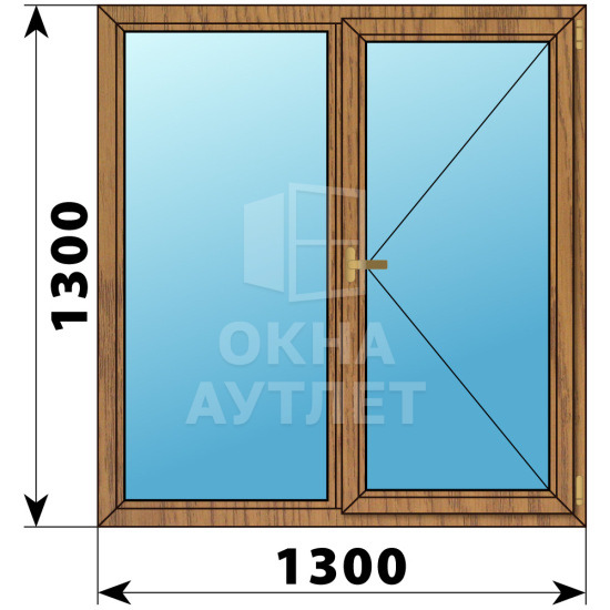 Двухстворчатое окно из лиственницы 1300×1300 Г-П ОА-36197