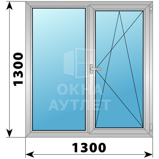 Двухстворчатое дерево-алюминиевое окно 1300×1300 Г-ПО ОА-37034