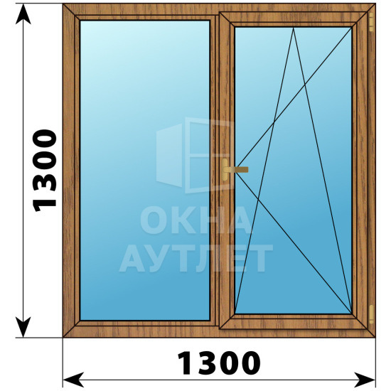 Двухстворчатое окно из лиственницы 1300×1300 Г-ПО ОА-36305