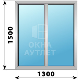 Двухстворчатое дерево-алюминиевое окно 1300×1500 Г-Г ОА-36785