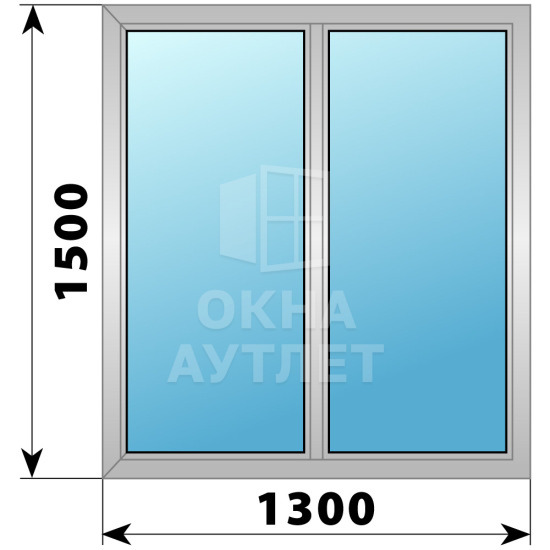 Двухстворчатое дерево-алюминиевое окно 1300×1500 Г-Г ОА-36785