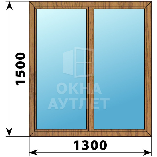Двухстворчатое окно из лиственницы 1300×1500 Г-Г ОА-36032
