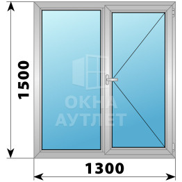 Двухстворчатое дерево-алюминиевое окно 1300×1500 Г-П ОА-37166