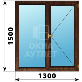 Двухстворчатое окно из дуба 1300×1500 Г-П ОА-36986