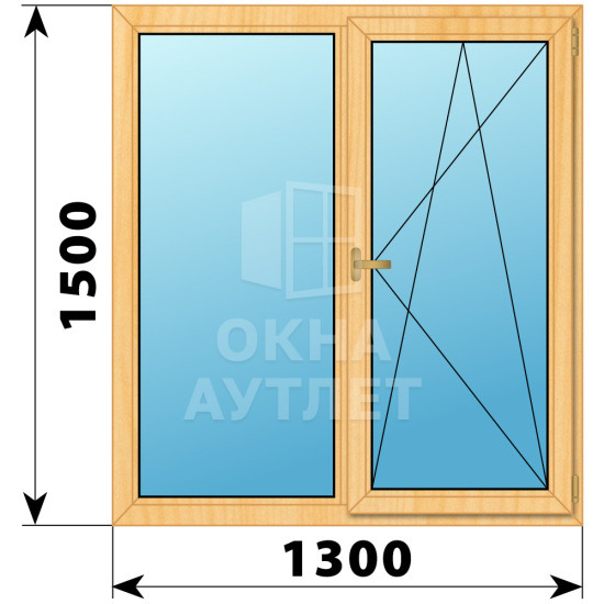 Двухстворчатое окно из сосны 1300×1500 Г-ПО ОА-35855