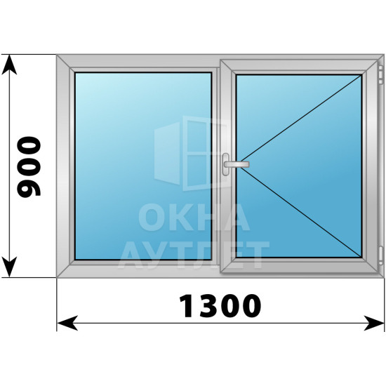 Двухстворчатое дерево-алюминиевое окно 1300×900 Г-П ОА-36332