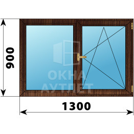 Двухстворчатое окно из дуба 1300×900 Г-ПО ОА-36257
